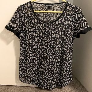 Express semi-sheer overlay top Size M